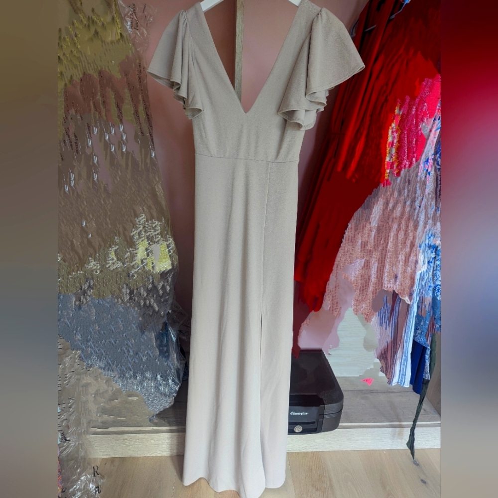 Birdy Grey Hannah Crepe Gown in Almond